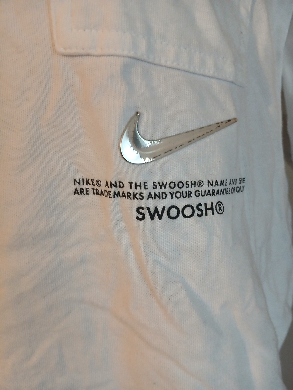 Nike Swoosh White Tee with Silver Logo